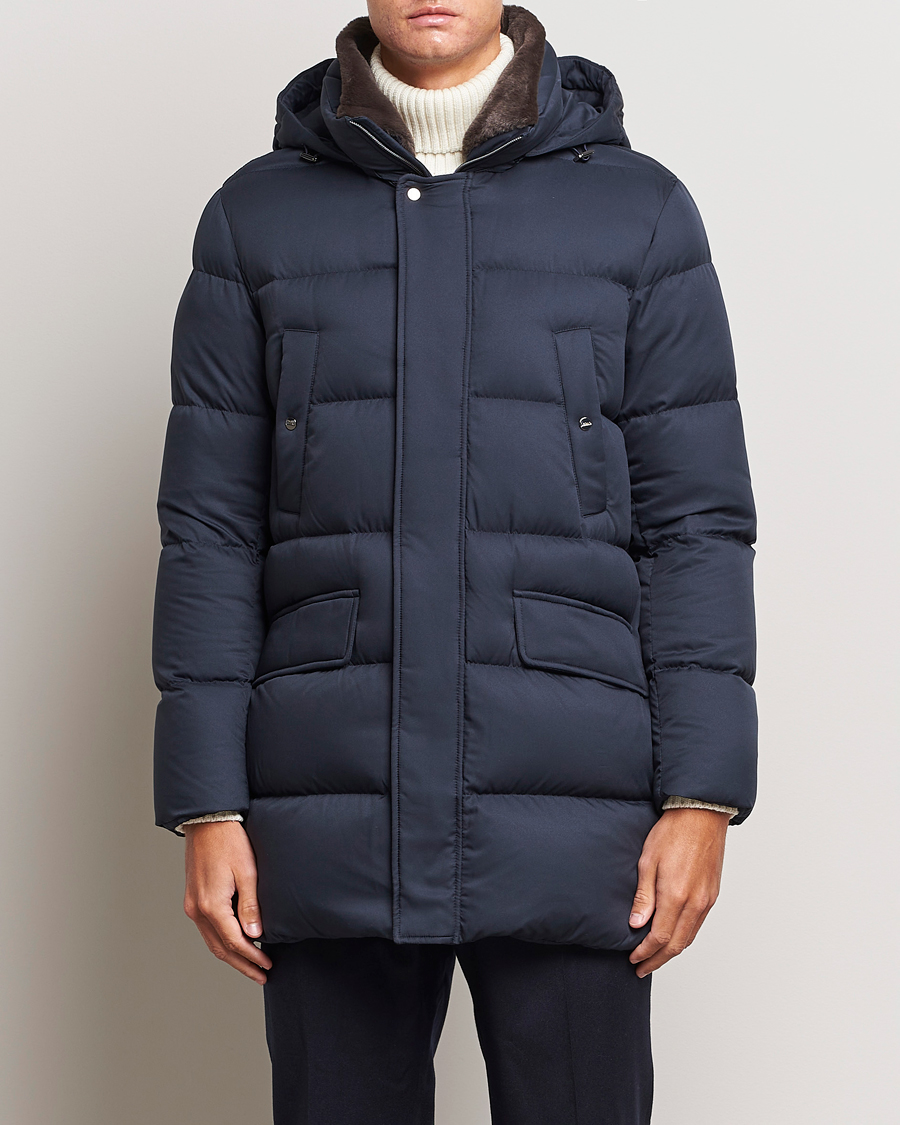 Herr | Jackor | Herno | Faux Fur Down Parka Navy