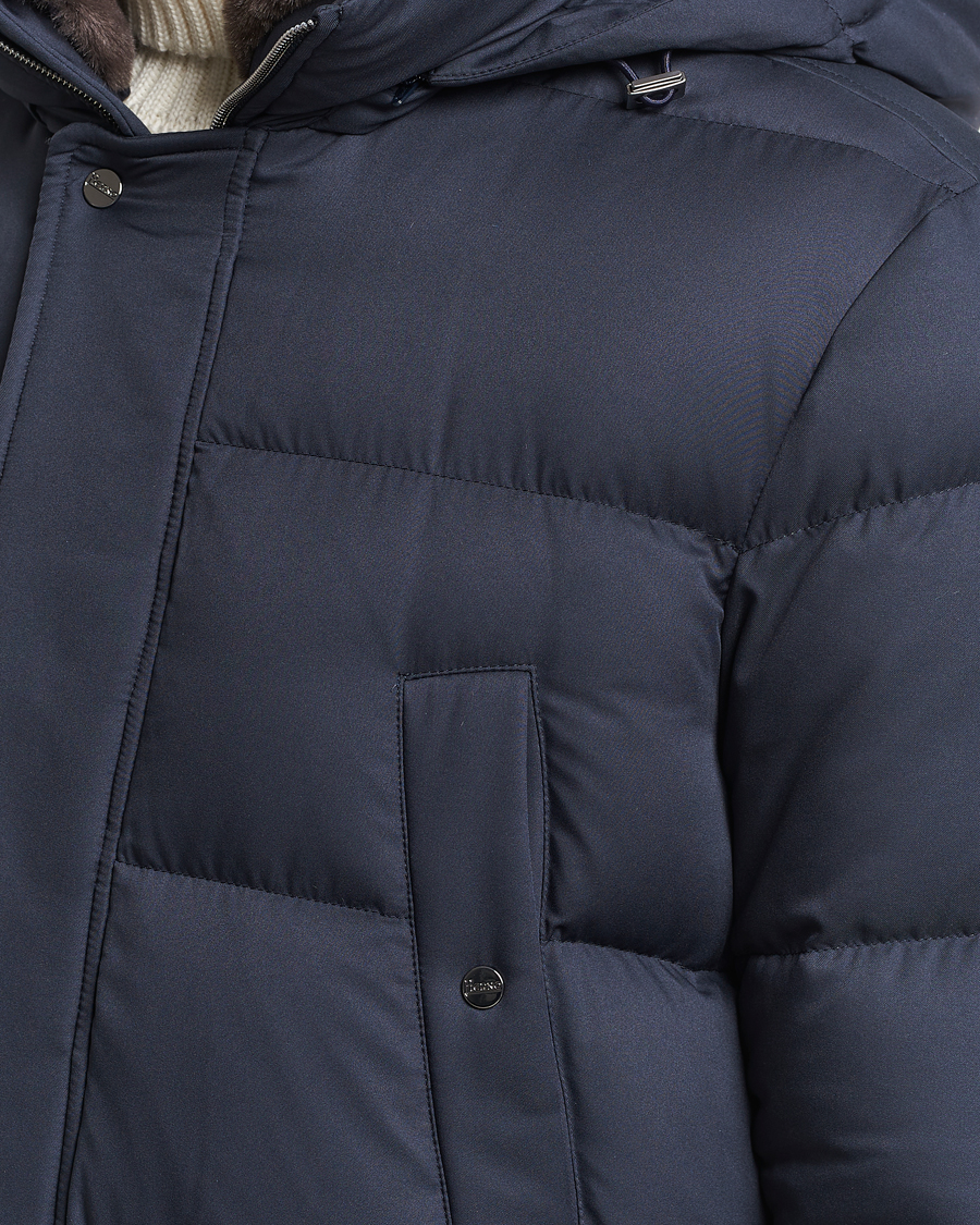 Herr | Jackor | Herno | Faux Fur Down Parka Navy