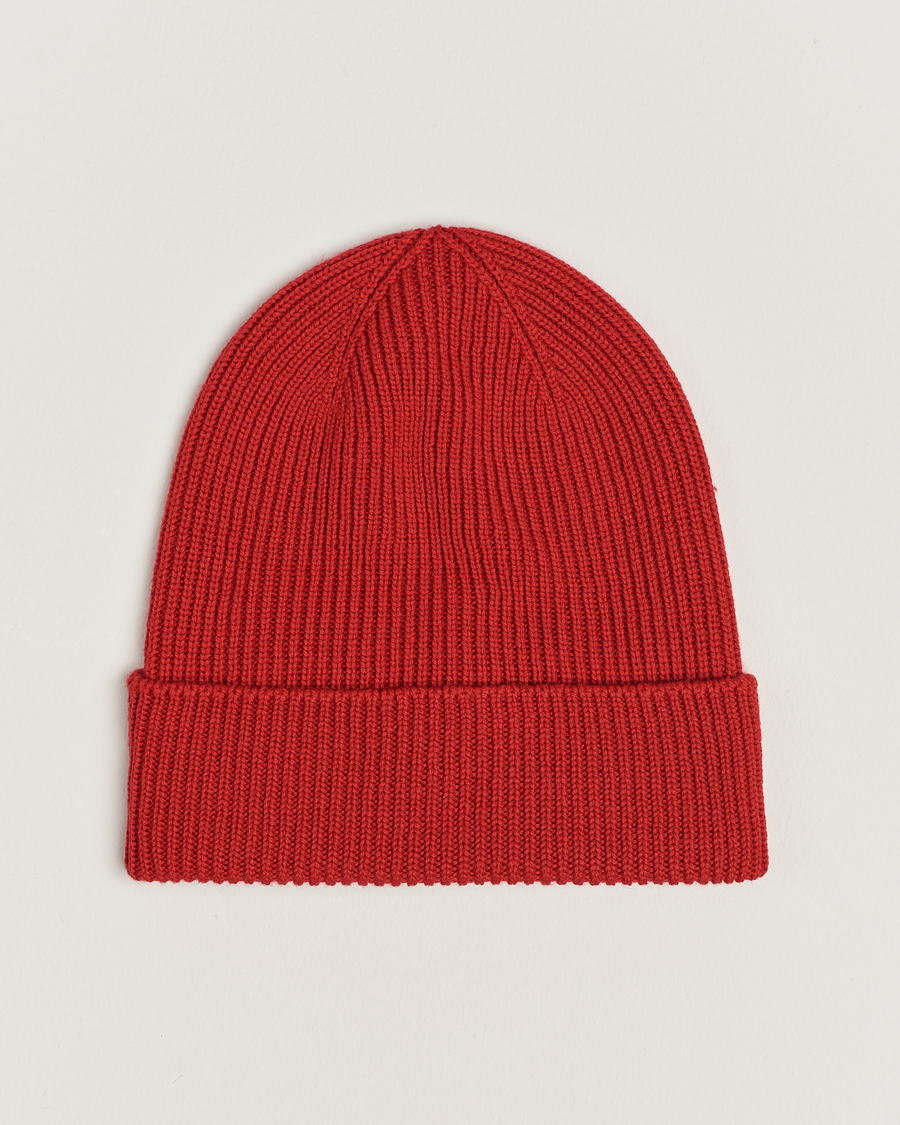 Herr | Moncler Ribbed Wool Beanie Red | Moncler | Ribbed Wool Beanie Red