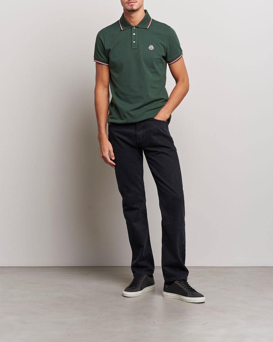Herr | Pikéer | Moncler | Contrast Rib Polo Military Green
