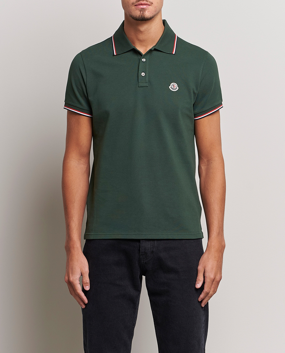 Herr | Moncler | Moncler | Contrast Rib Polo Military Green