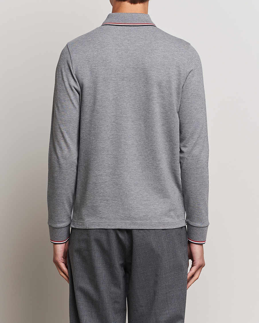 Herr | Tröjor | Moncler | Contrast Rib Long Sleeve Polo Light Grey