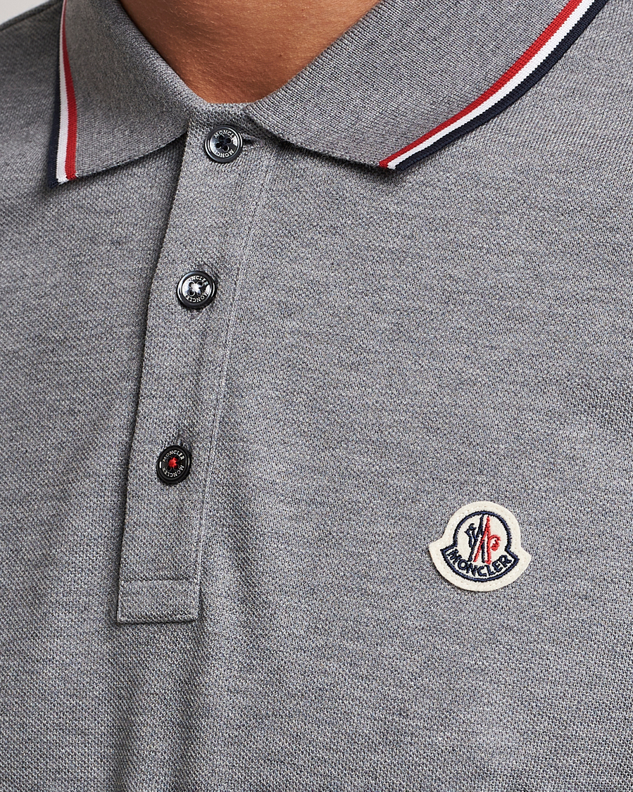 Herr | Tröjor | Moncler | Contrast Rib Long Sleeve Polo Light Grey