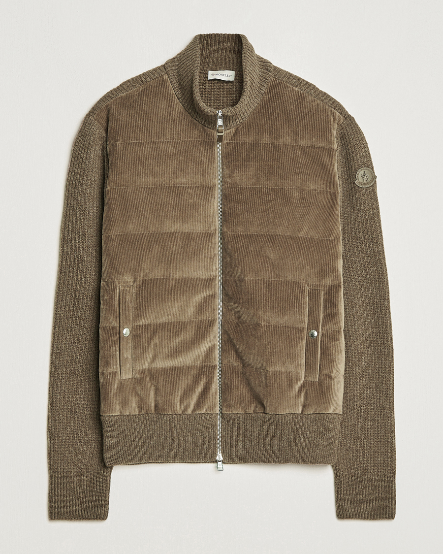 Herr | Tröjor | Moncler | Corduroy Zip Cardigan Taupe