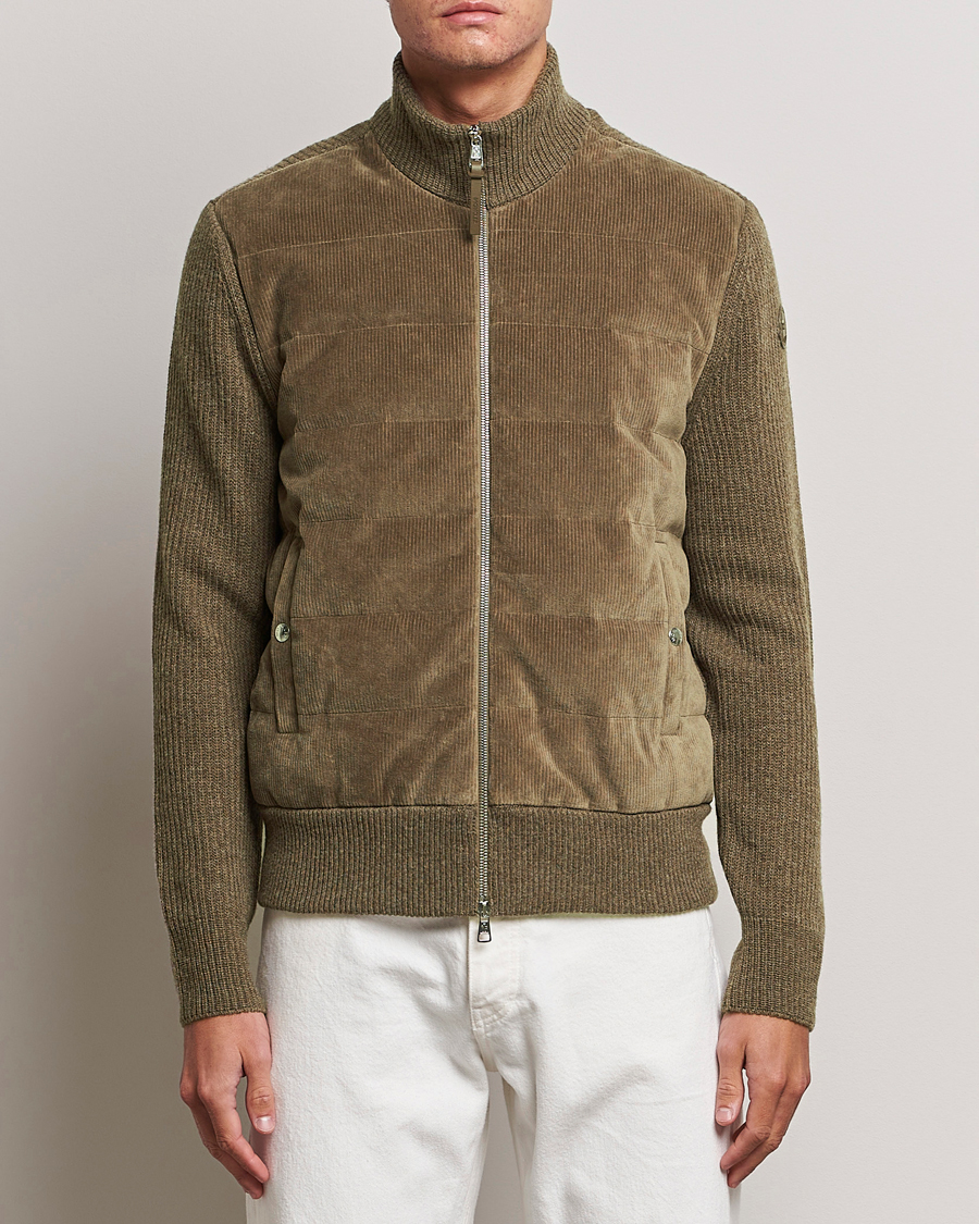 Herr | Tröjor | Moncler | Corduroy Zip Cardigan Taupe