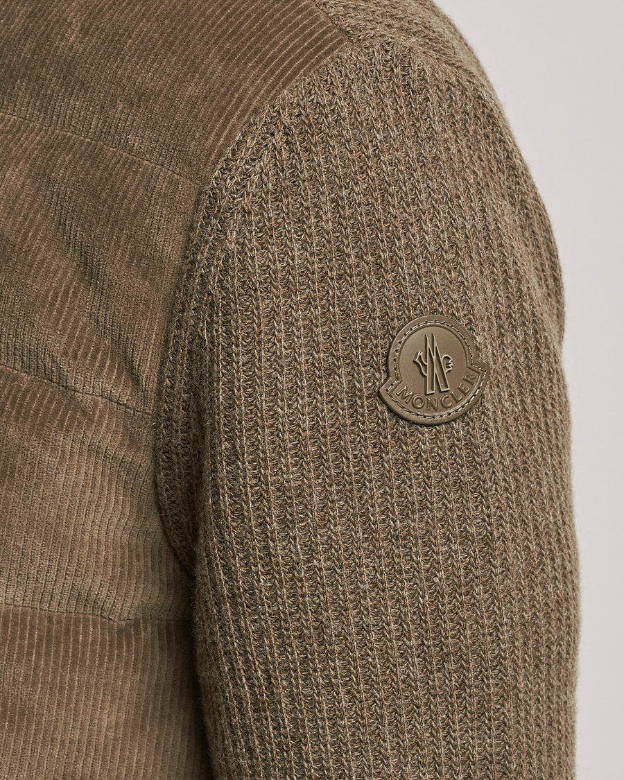 Herr | Tröjor | Moncler | Corduroy Zip Cardigan Taupe