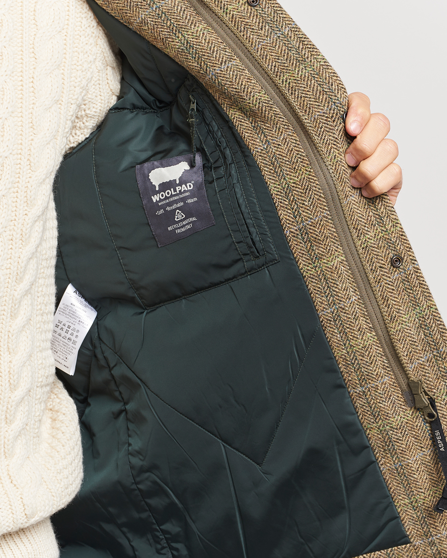 Herr | Jackor | Aspesi | Tweed Hunting Jacket Green Check