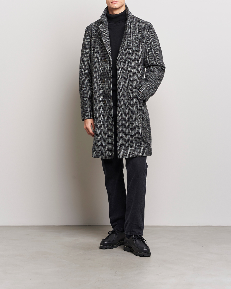Herr | Jackor | Aspesi | Herringbone Wool Coat Grey
