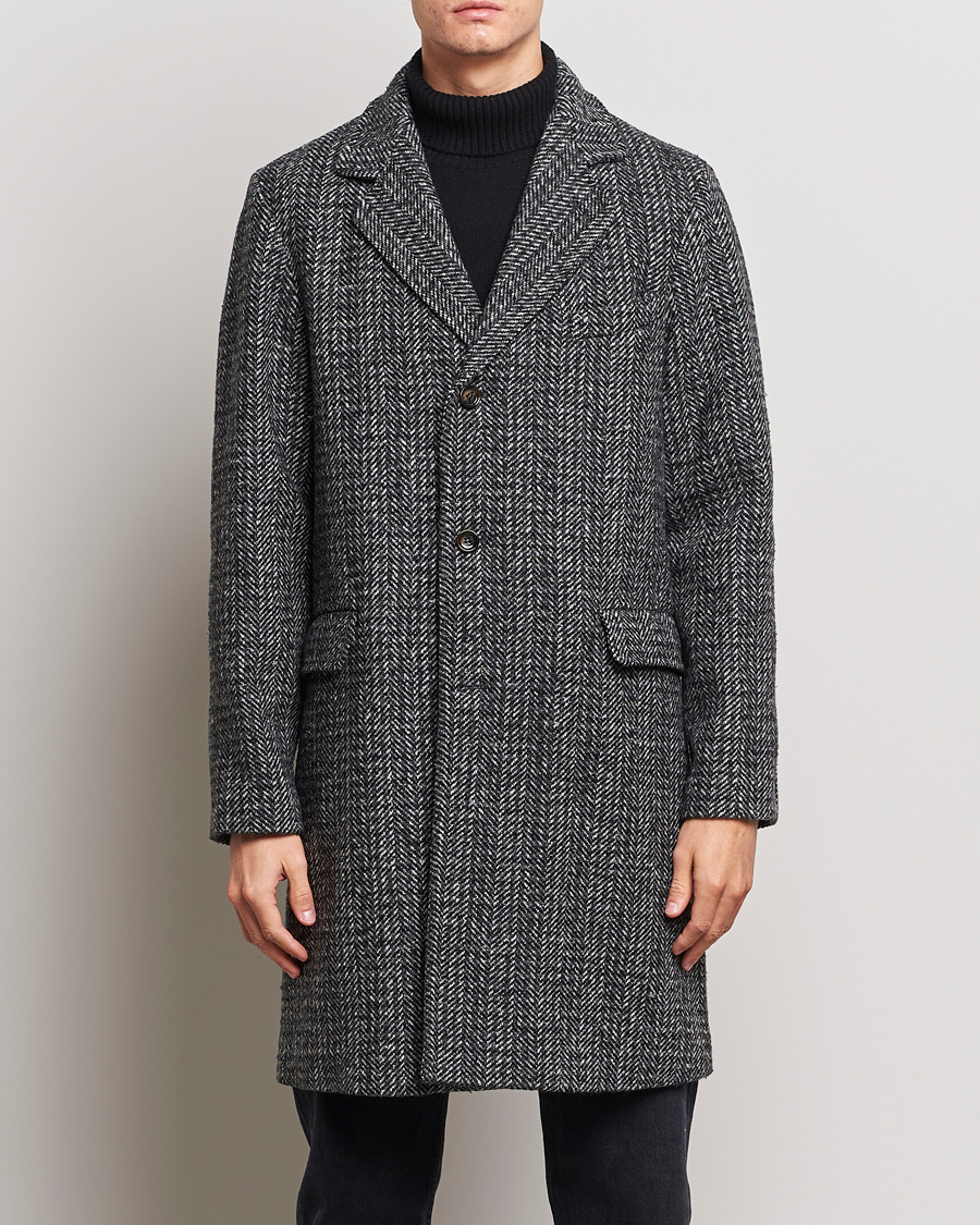 Herr | Jackor | Aspesi | Herringbone Wool Coat Grey