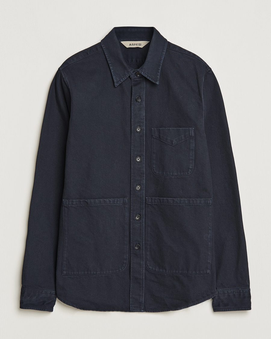 Herr | Skjortor | Aspesi | Cotton Utility Shirt Navy