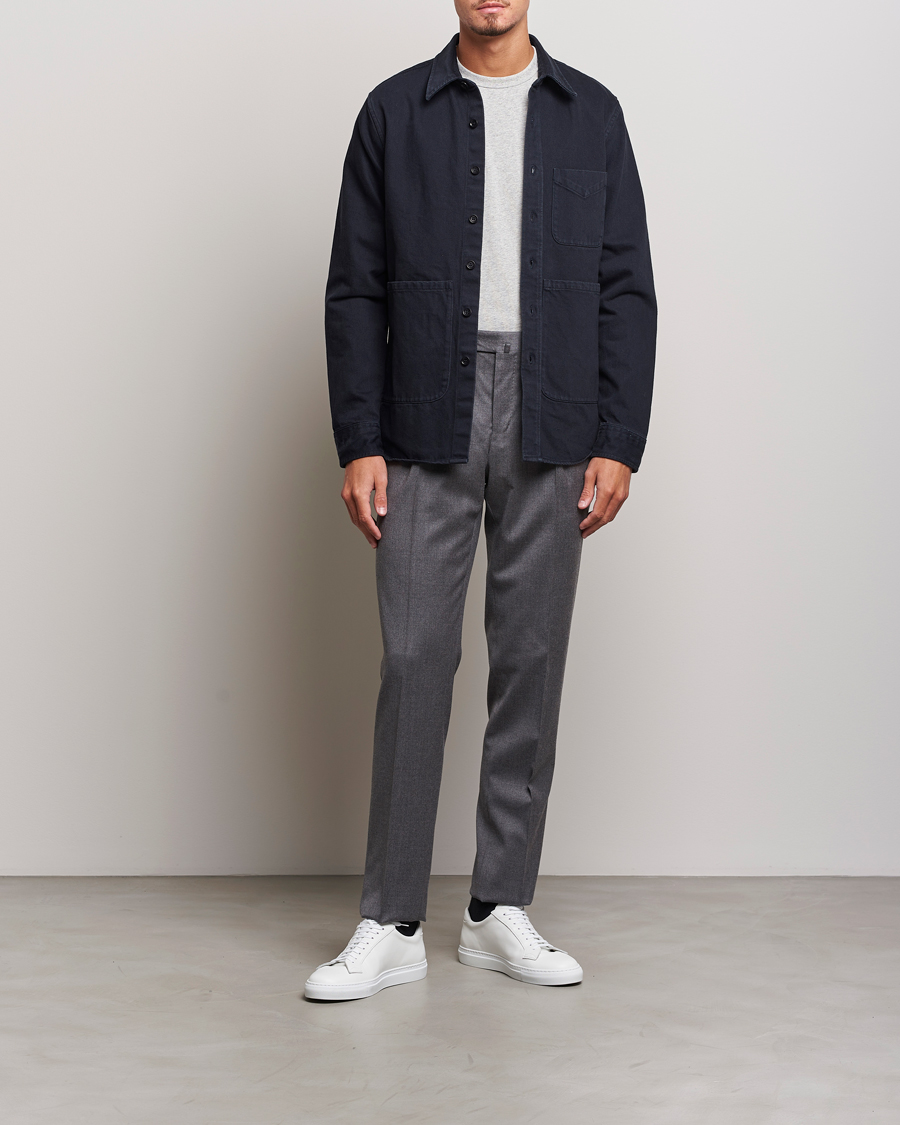 Herr | Skjortor | Aspesi | Cotton Utility Shirt Navy