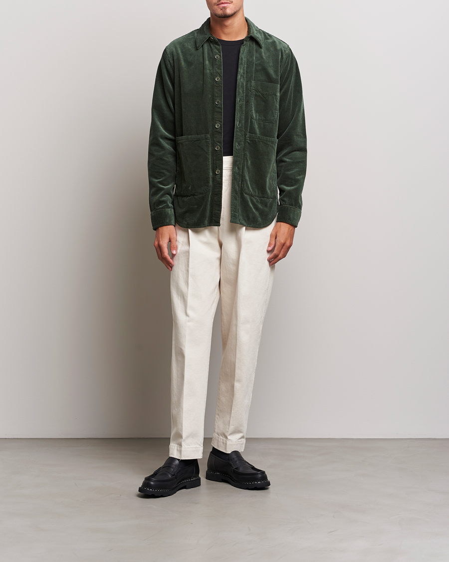 Herr | Skjortor | Aspesi | Corduroy Utility Shirt Dark Military