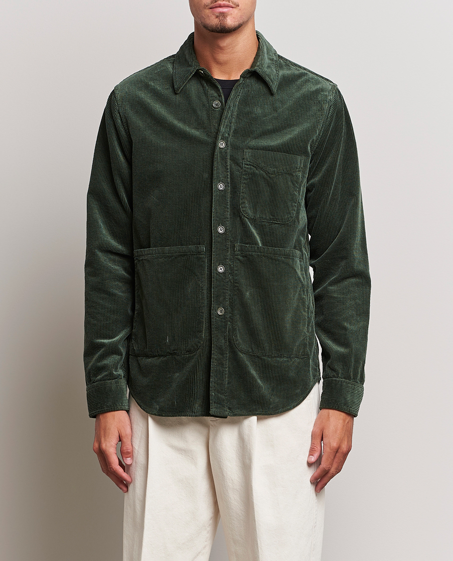 Herr | Overshirts | Aspesi | Corduroy Utility Shirt Dark Military