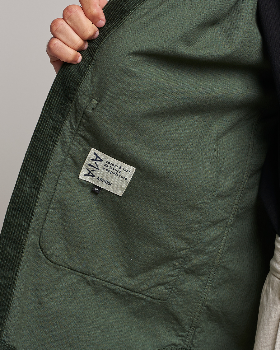 Herr | Skjortor | Aspesi | Corduroy Utility Shirt Dark Military