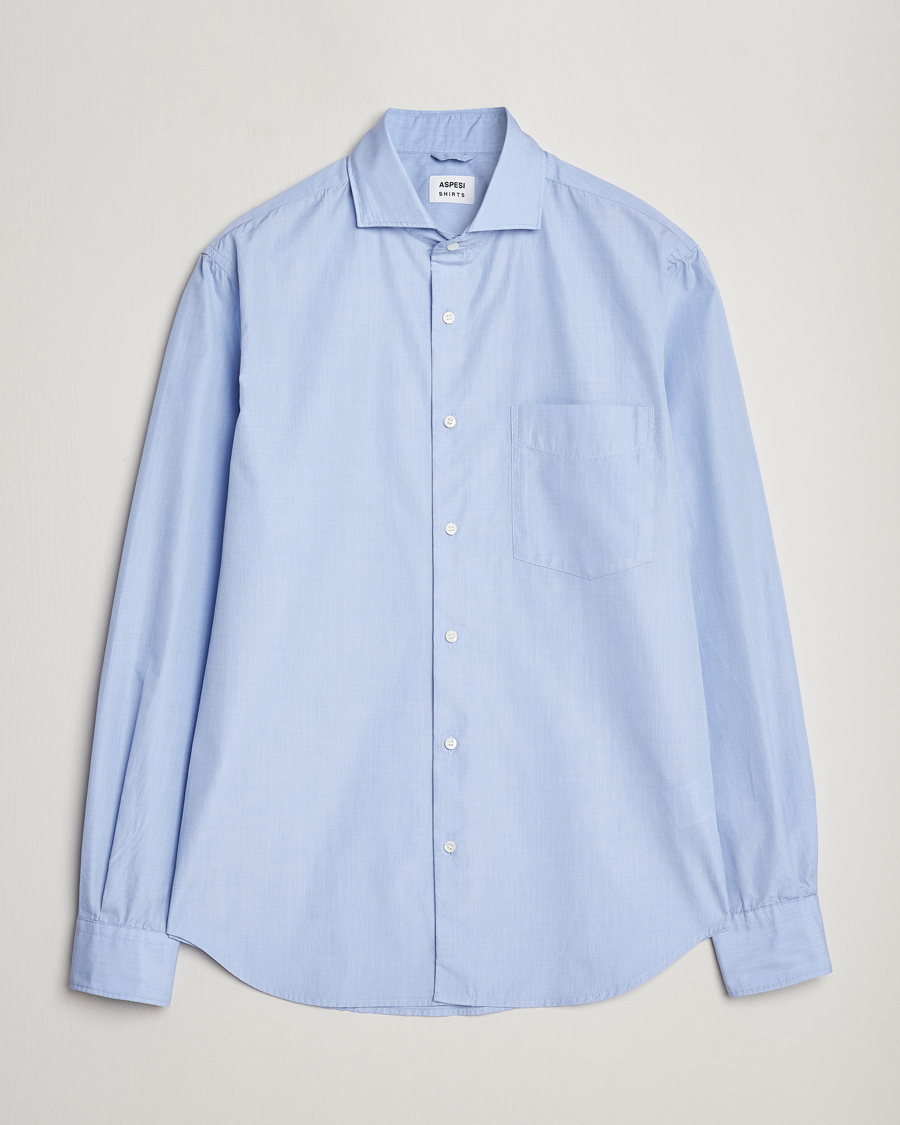 Herr | Skjortor | Aspesi | Striped Poplin Shirt Light Blue