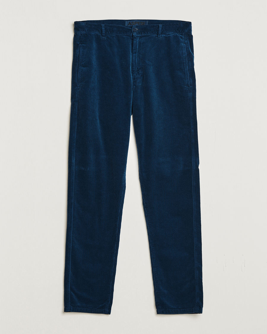 Herr | Byxor | Aspesi | Drawstring Corduroy Trousers Navy