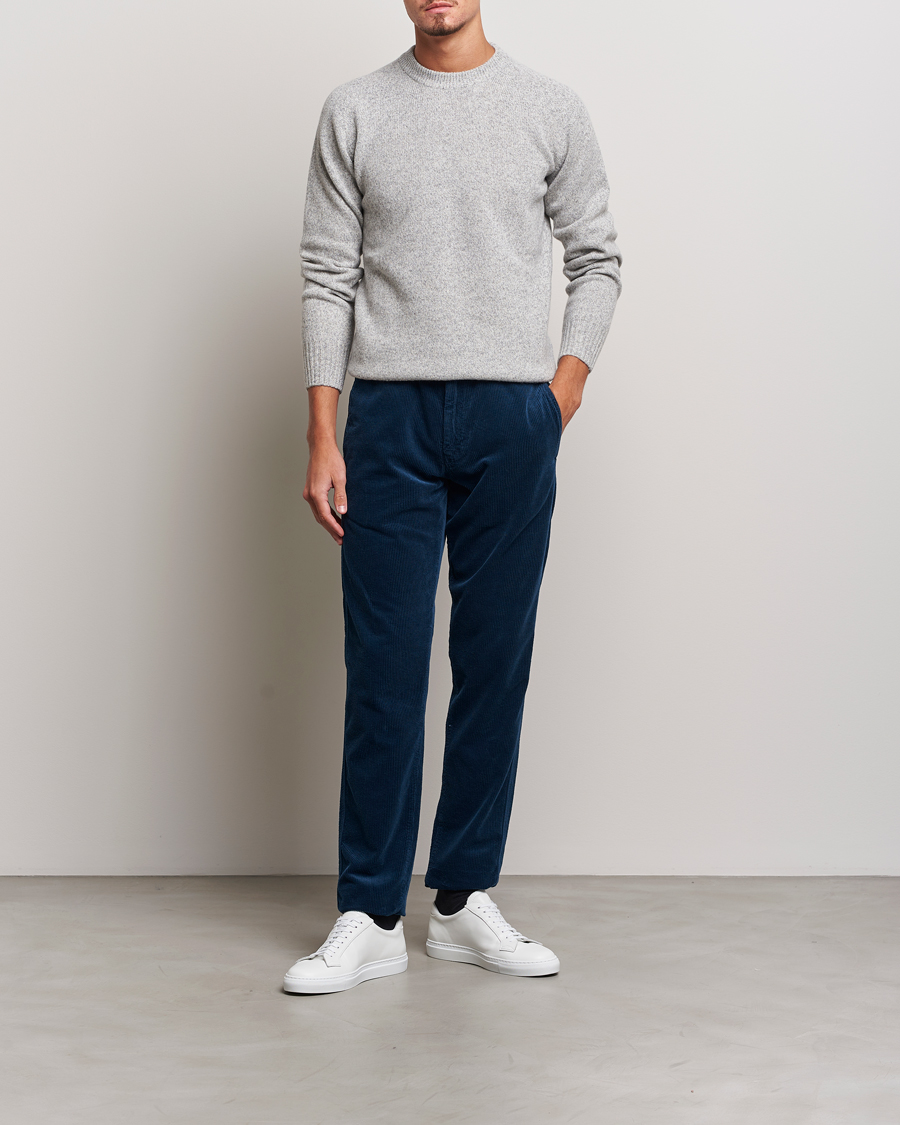 Herr | Byxor | Aspesi | Drawstring Corduroy Trousers Navy