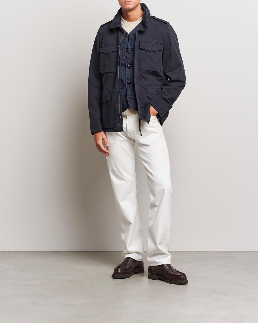 Herr | Jackor | Aspesi | Lined Cotton Field Jacket Navy