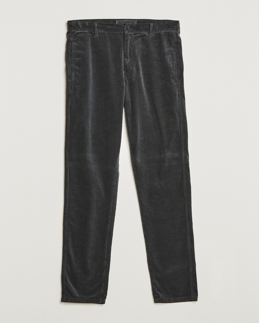 Herr | Byxor | Aspesi | Drawstring Corduroy Trousers Charcoal