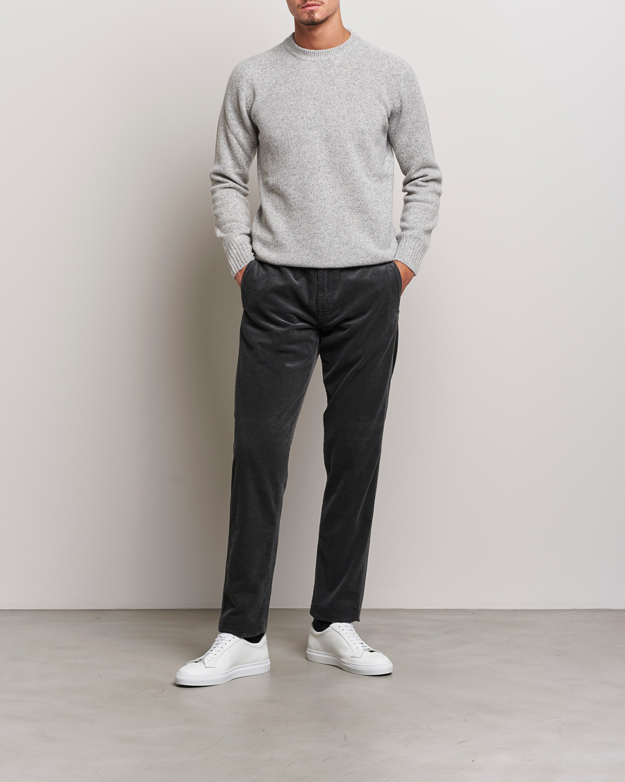 Herr | Byxor | Aspesi | Drawstring Corduroy Trousers Charcoal