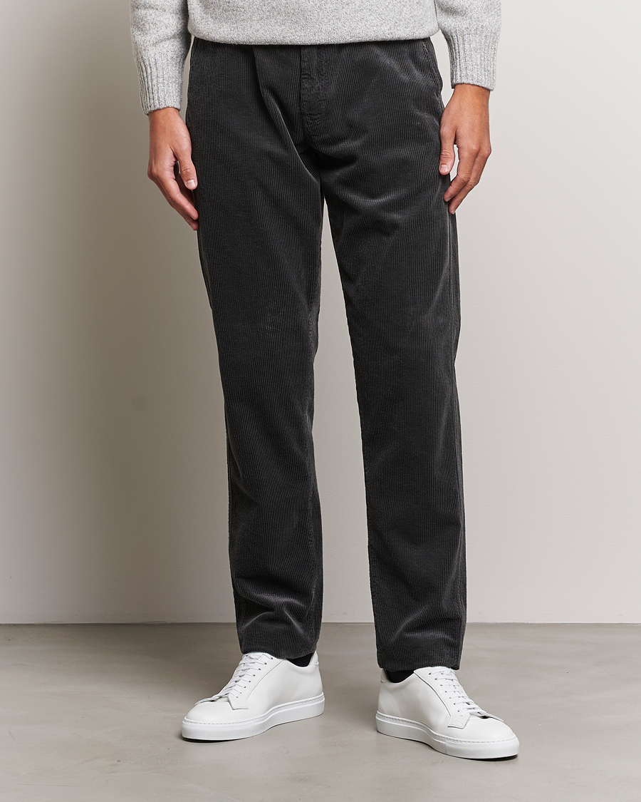 Herr | Byxor | Aspesi | Drawstring Corduroy Trousers Charcoal
