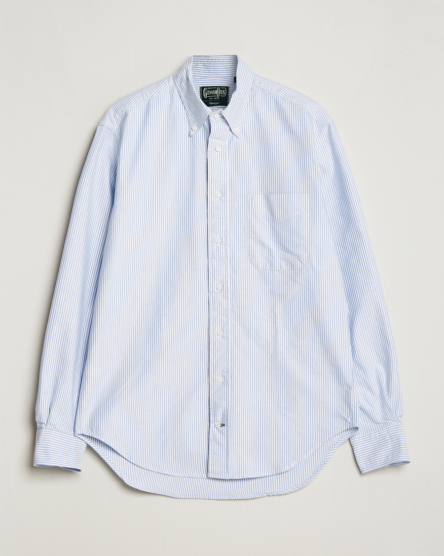 Herr |  | Gitman Vintage | Button Down Striped Oxford Shirt Light Blue