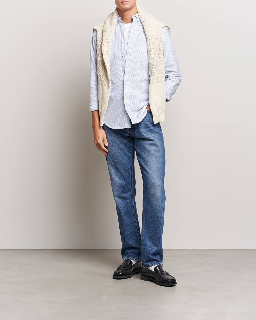 Herr | Skjortor | Gitman Vintage | Button Down Striped Oxford Shirt Light Blue