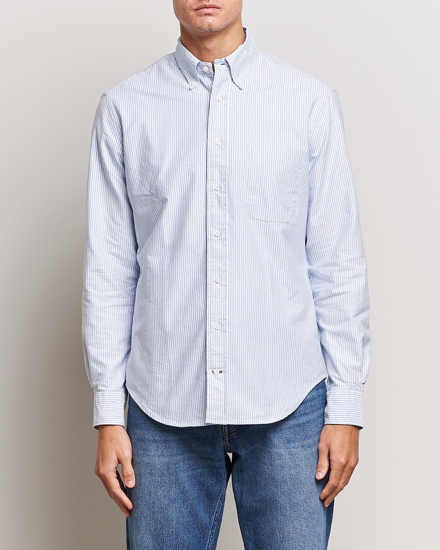 Herr | Oxfordskjortor | Gitman Vintage | Button Down Striped Oxford Shirt Light Blue