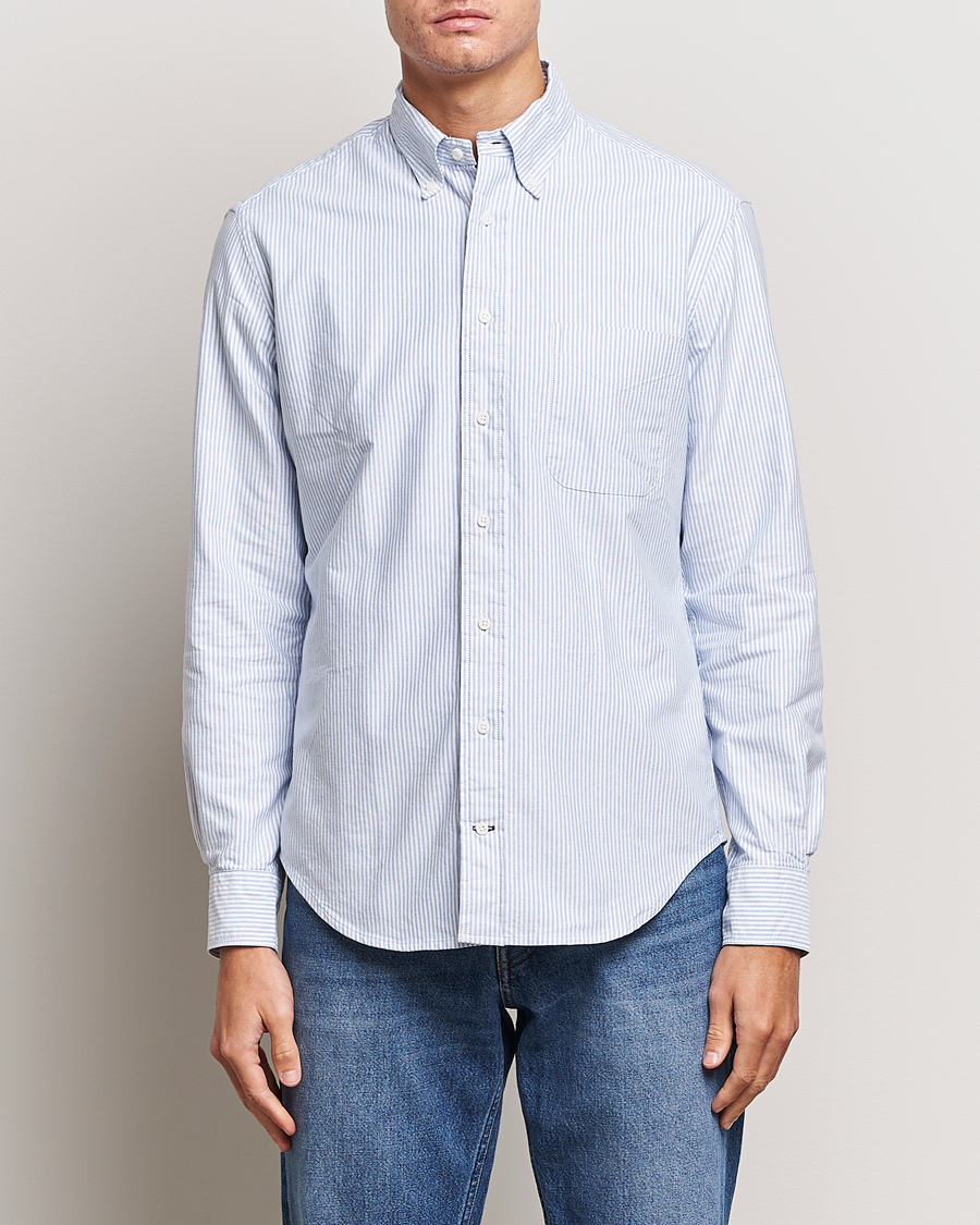 Herr |  | Gitman Vintage | Button Down Striped Oxford Shirt Light Blue