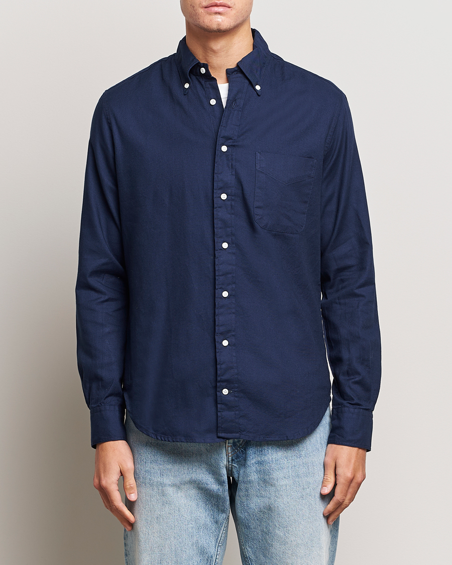 Herr | Skjortor | Gitman Vintage | Button Down Hopsack Shirt Navy