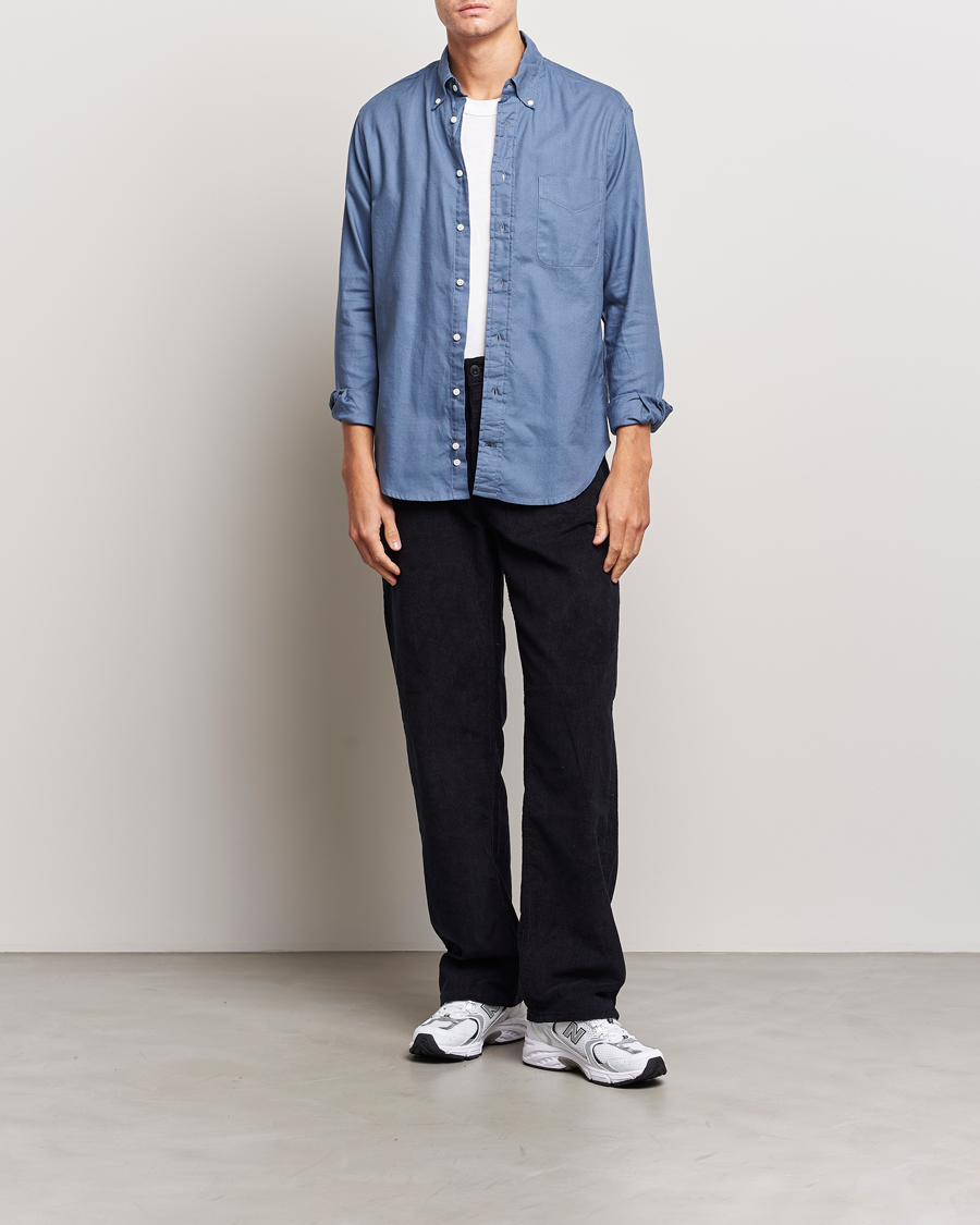 Herr | Skjortor | Gitman Vintage | Button Down Hopsack Shirt Blue