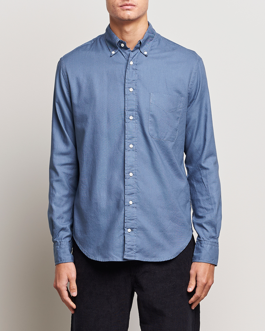 Herr | Skjortor | Gitman Vintage | Button Down Hopsack Shirt Blue