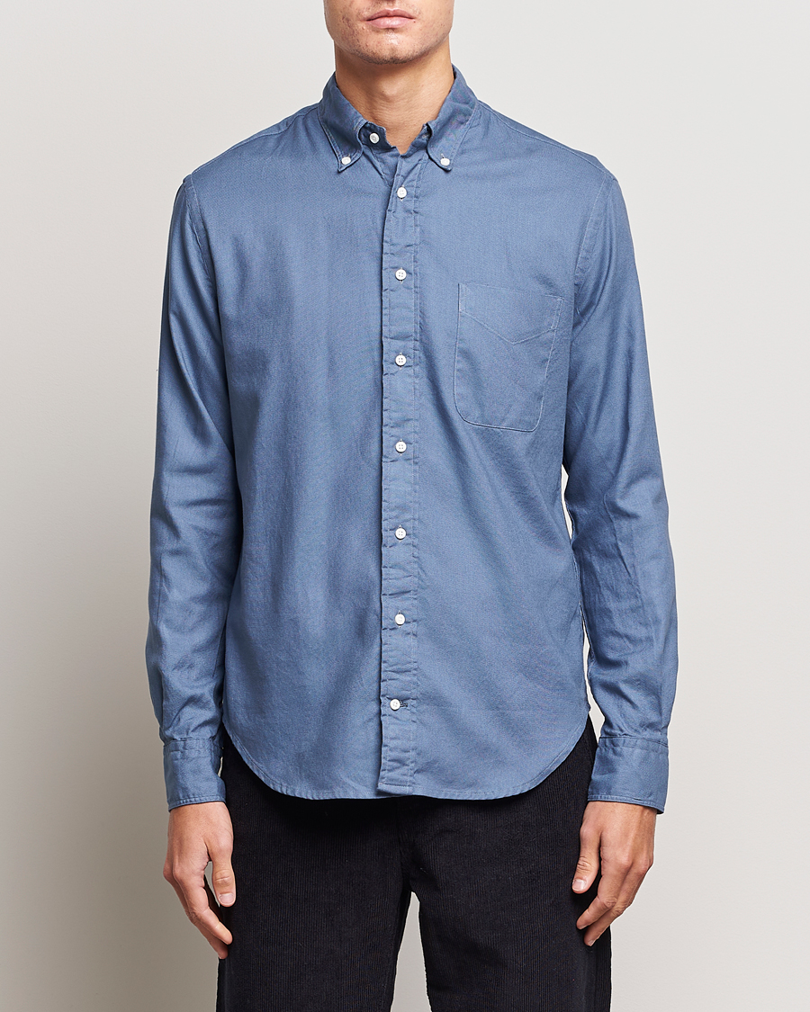 Herr | American Heritage | Gitman Vintage | Button Down Hopsack Shirt Blue