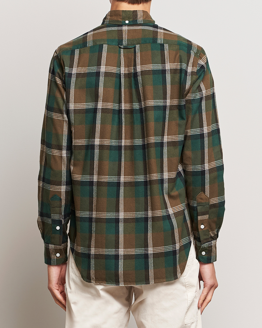 Herr | Skjortor | Gitman Vintage | Button Down Shaggy Flannel Shirt Olive Check