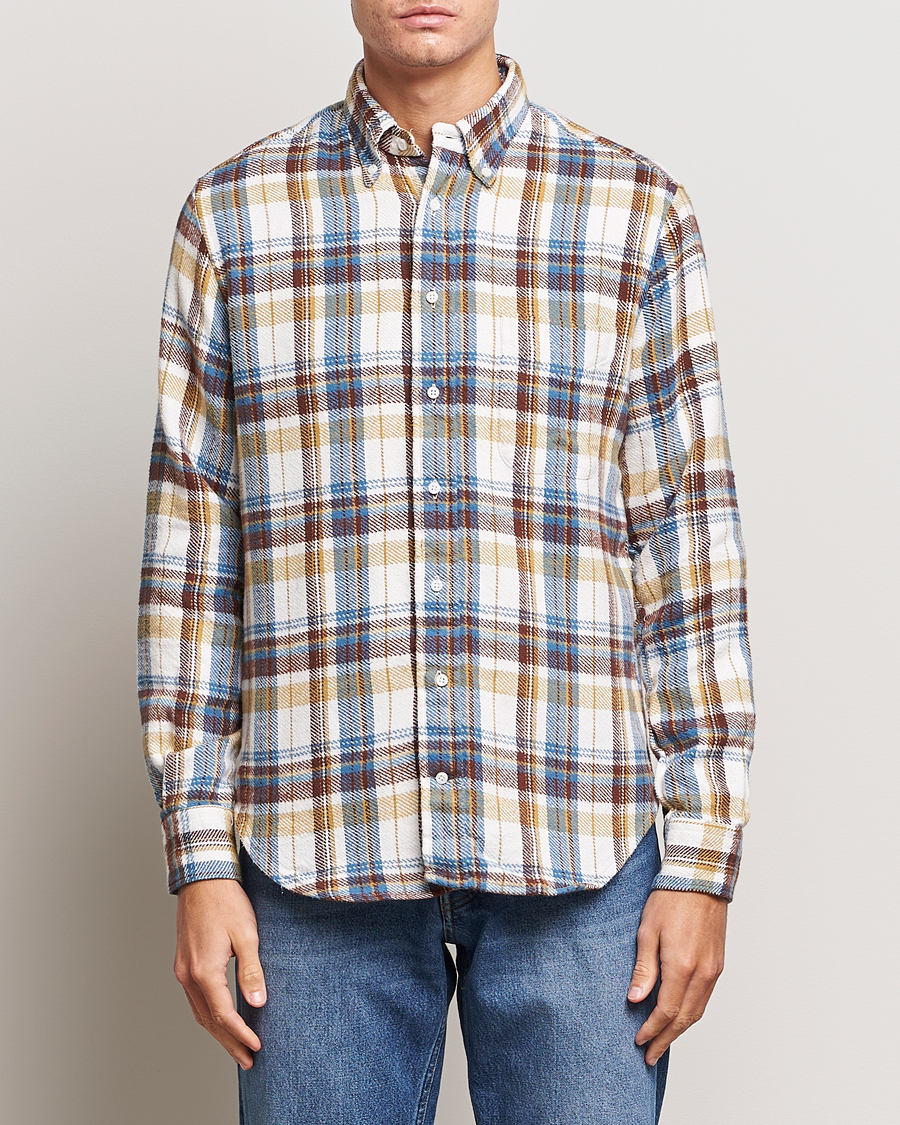 Herr | Skjortor | Gitman Vintage | Button Down Triple Yarn Shirt Brown/White Check