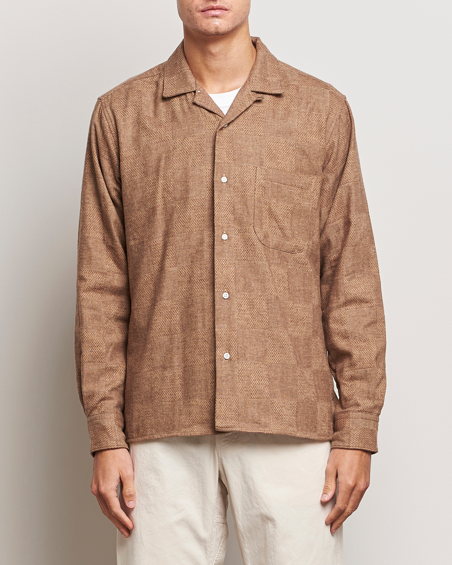 Herr | Skjortor | Gitman Vintage | Brushed Patchwork Camp Shirt Tan