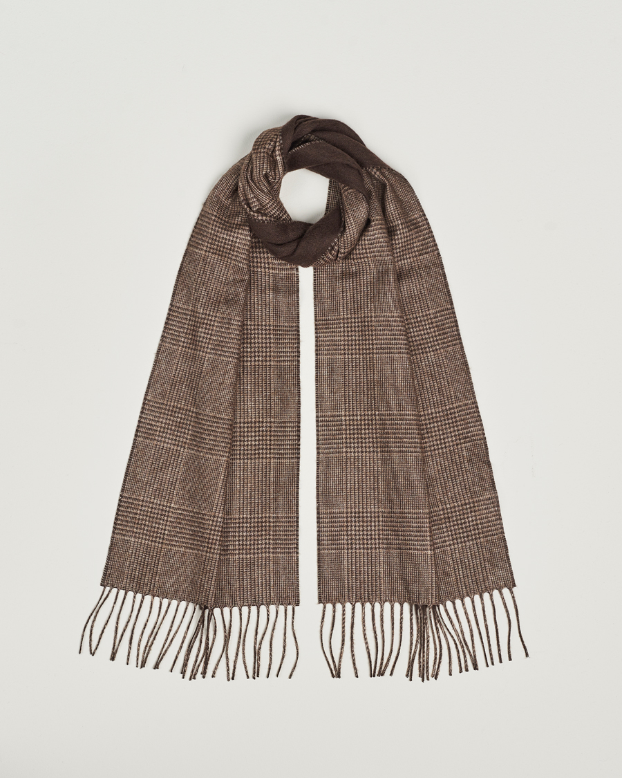 Herr | Piacenza Cashmere Cashmere/Silk Glencheck Scarf Brown | Piacenza Cashmere | Cashmere/Silk Glencheck Scarf Brown