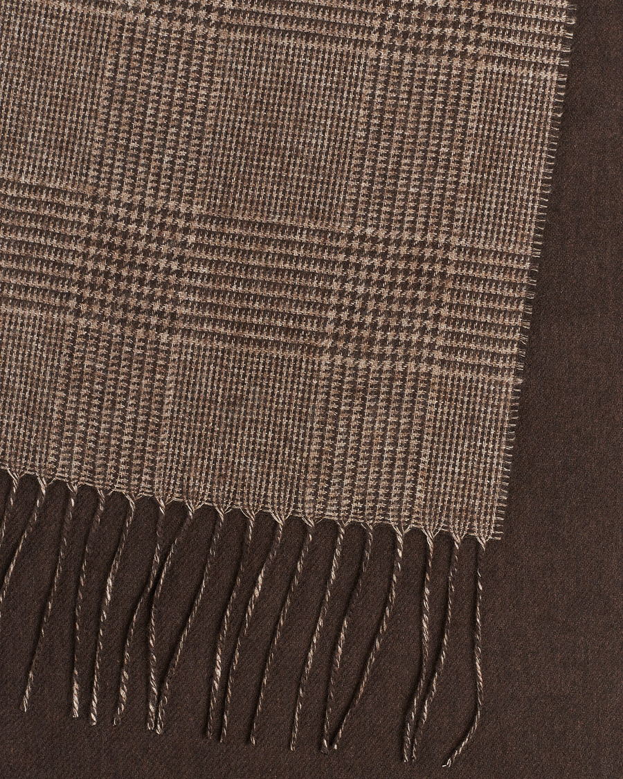 Herr | Piacenza Cashmere Cashmere/Silk Glencheck Scarf Brown | Piacenza Cashmere | Cashmere/Silk Glencheck Scarf Brown