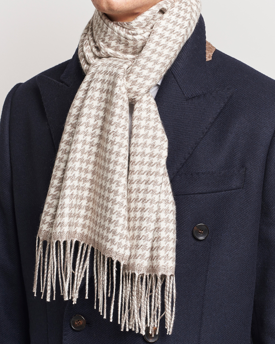 Herr |  | Piacenza Cashmere | Cashmere/Silk Houndstooth Scarf Beige