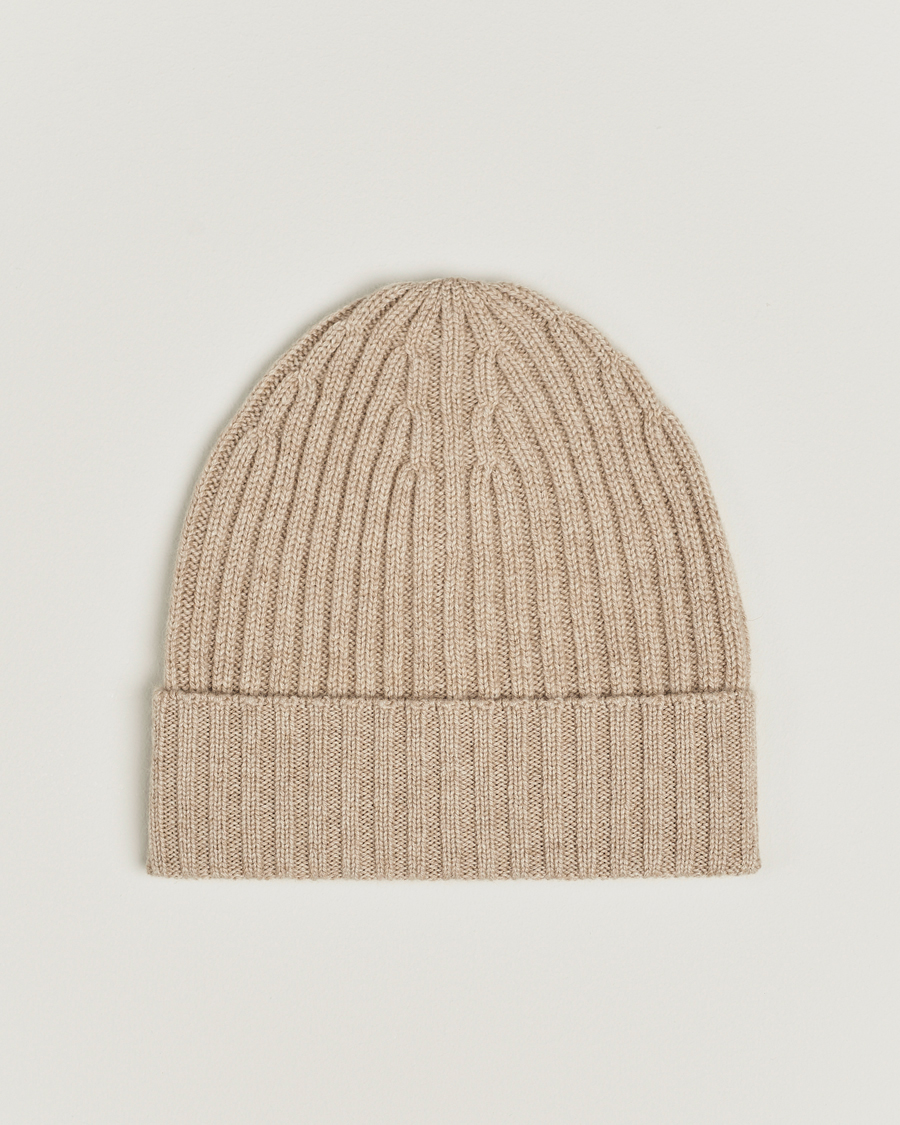 Herr | Piacenza Cashmere Ribbed Cashmere Beanie Light Beige | Piacenza Cashmere | Ribbed Cashmere Beanie Light Beige