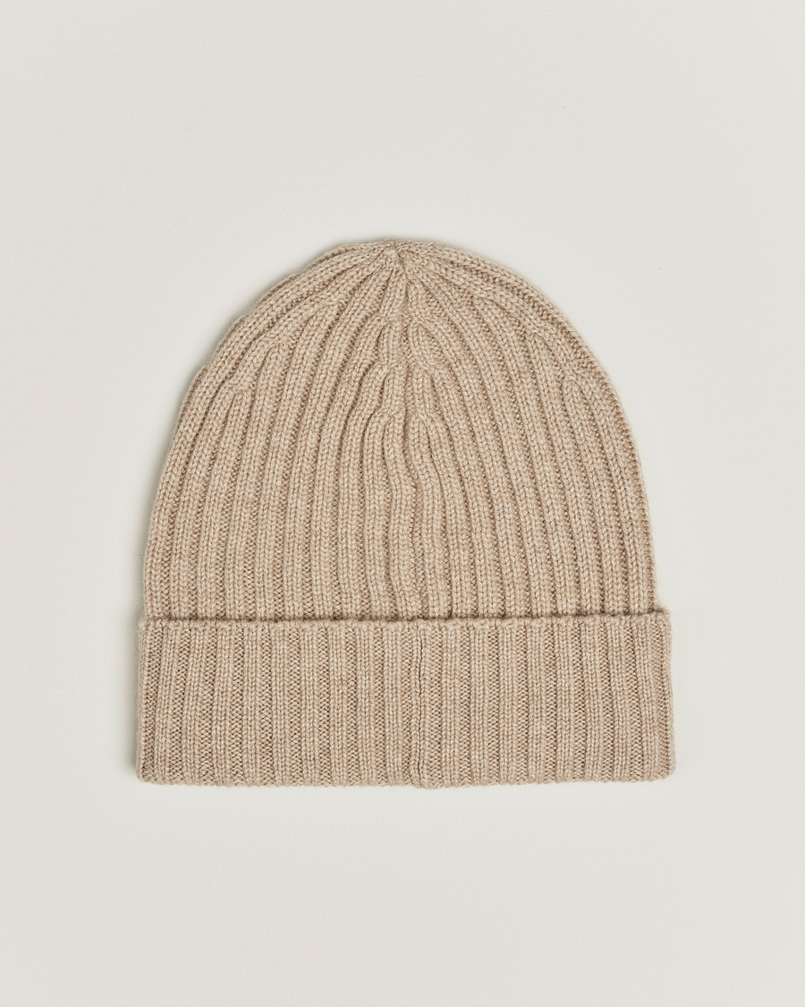 Herr | Piacenza Cashmere Ribbed Cashmere Beanie Light Beige | Piacenza Cashmere | Ribbed Cashmere Beanie Light Beige