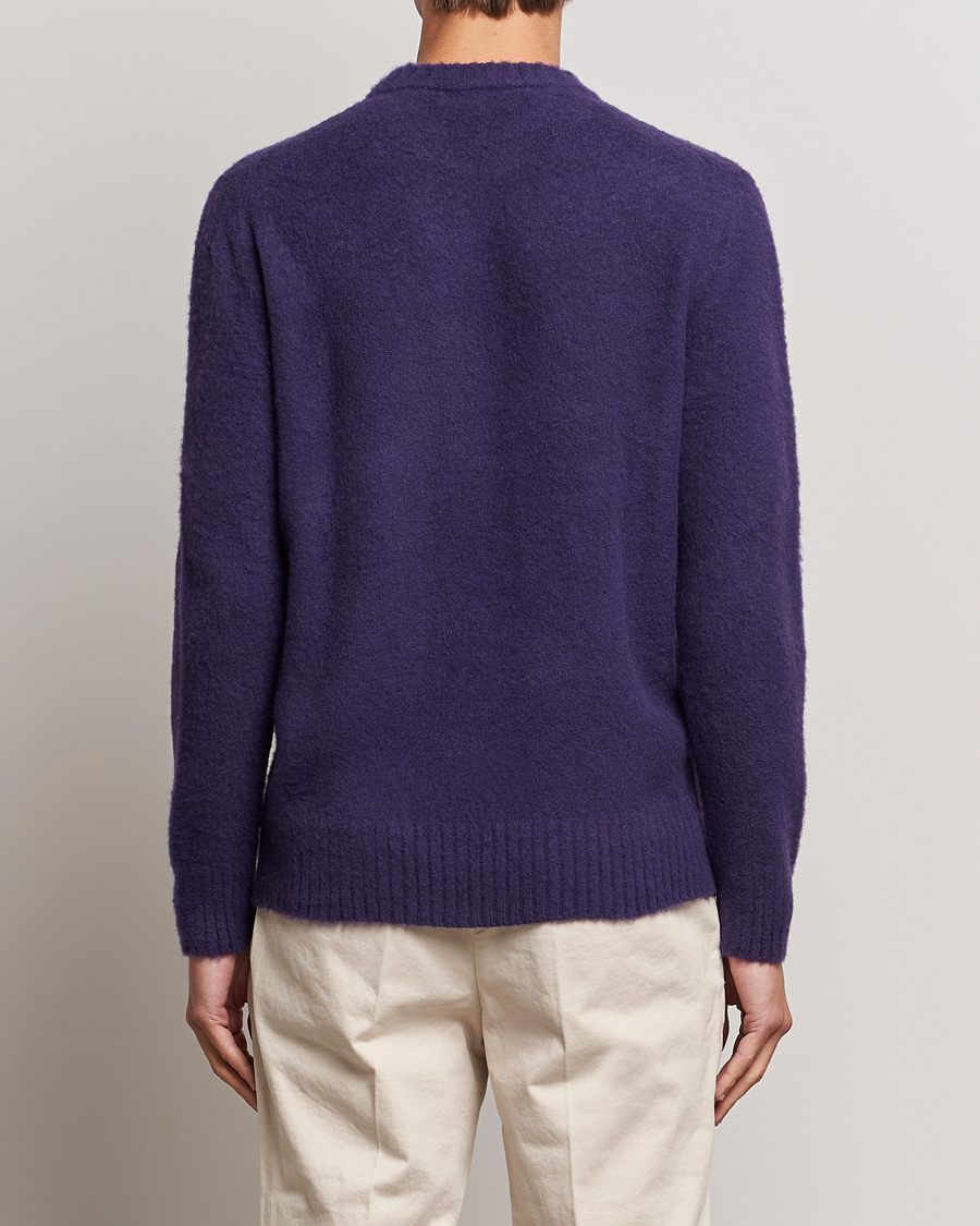 Herr | Tröjor | Piacenza Cashmere | Brushed Wool Crew Neck Dark Purple