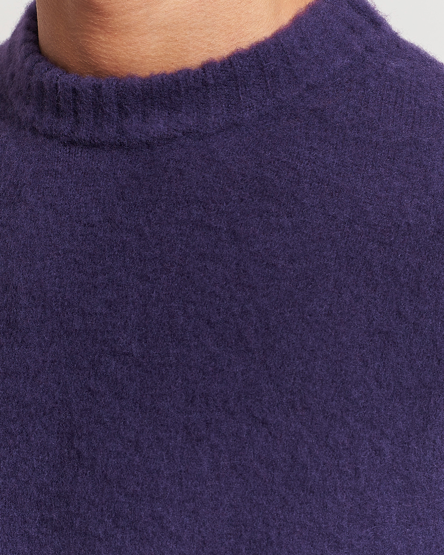 Herr | Tröjor | Piacenza Cashmere | Brushed Wool Crew Neck Dark Purple