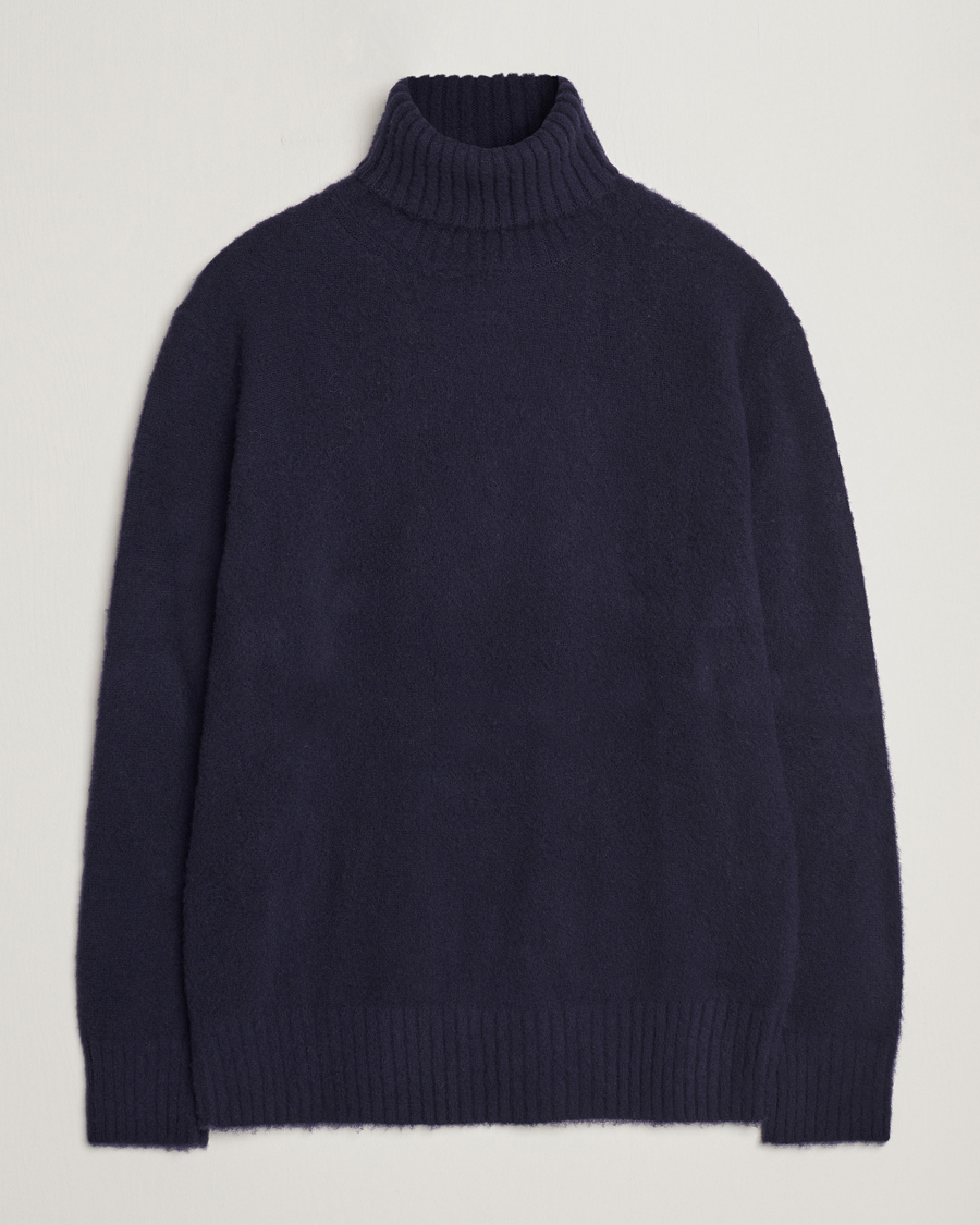 Herr | Tröjor | Piacenza Cashmere | Brushed Wool Rollneck Navy