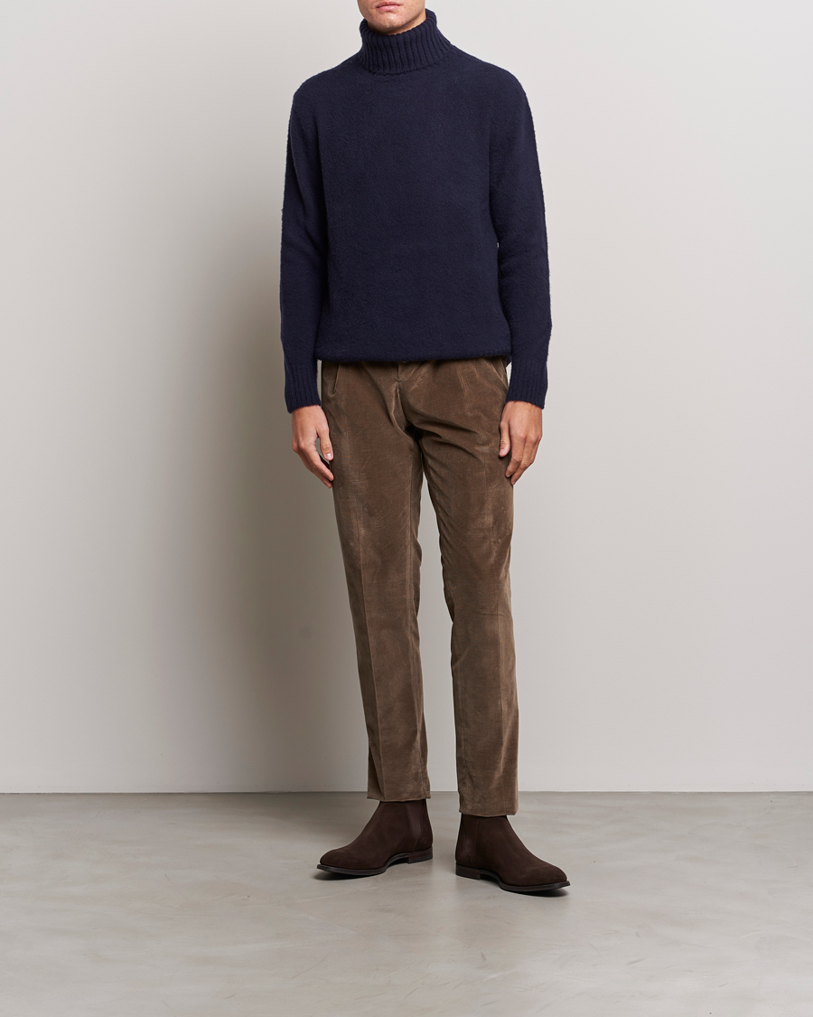 Herr | Tröjor | Piacenza Cashmere | Brushed Wool Rollneck Navy