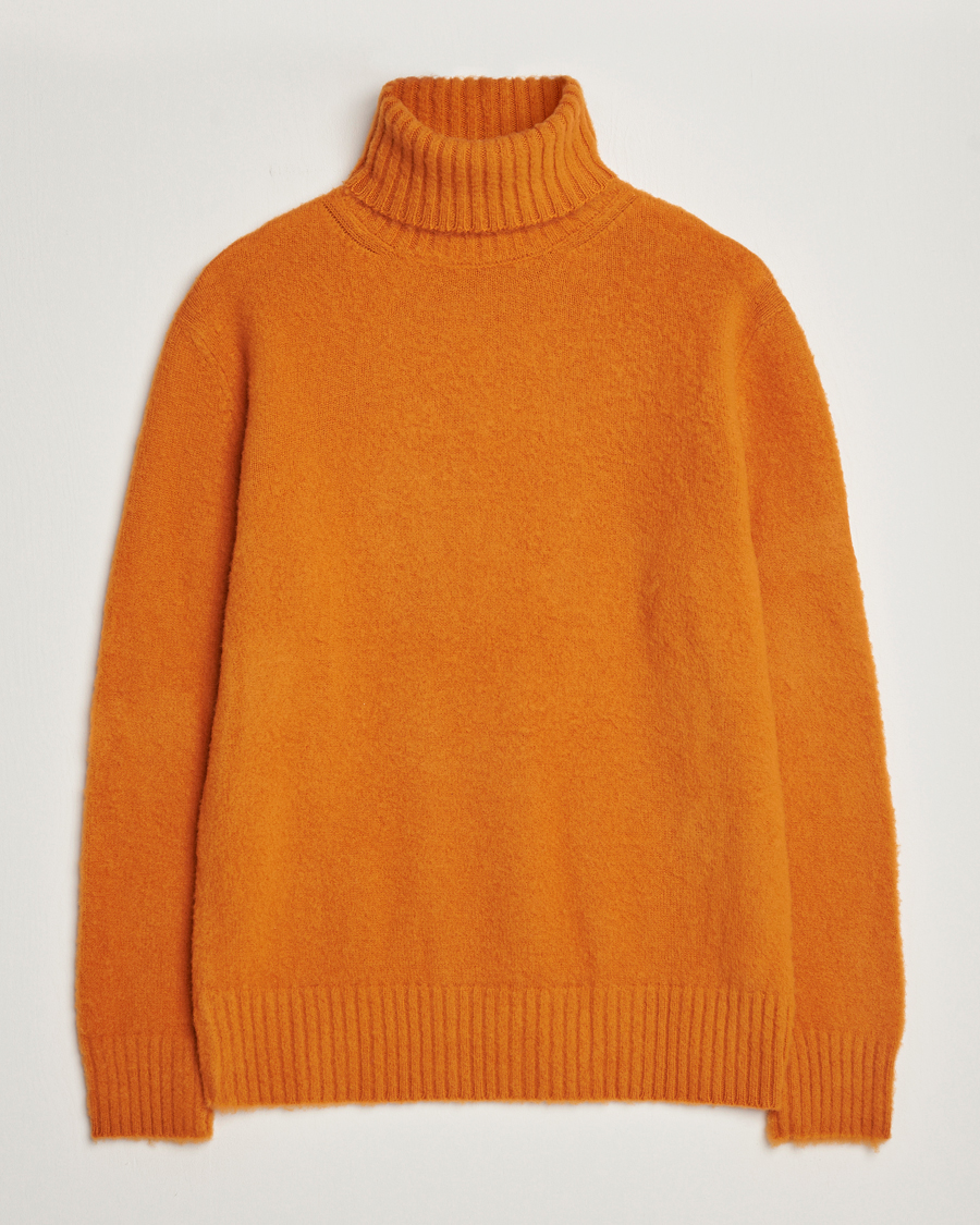 Herr | Tröjor | Piacenza Cashmere | Brushed Wool Rollneck Orange