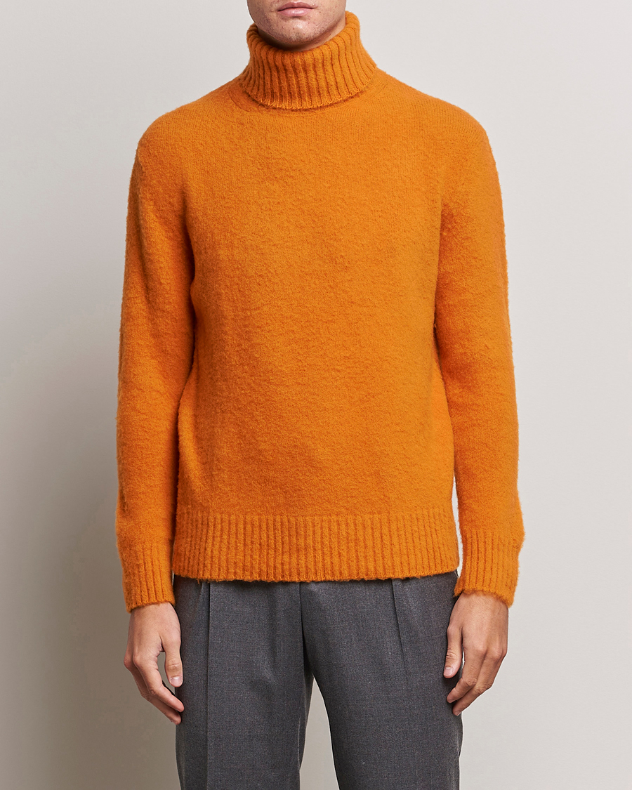 Herr | Tröjor | Piacenza Cashmere | Brushed Wool Rollneck Orange