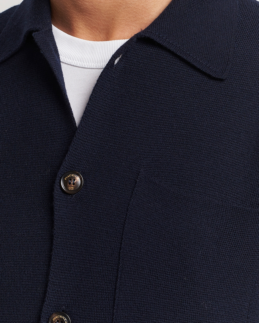 Herr | Tröjor | Piacenza Cashmere | Virgin Wool Knit Cardigan Navy