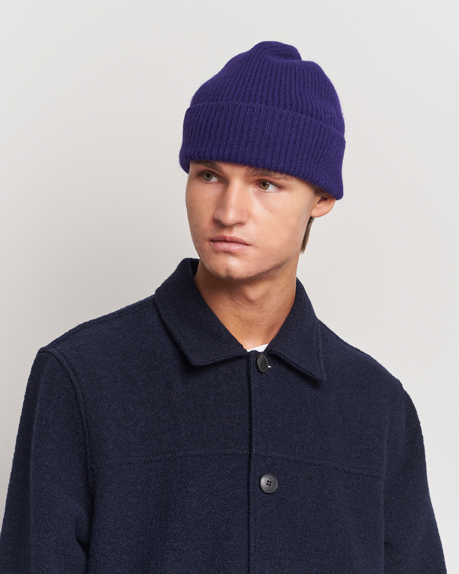 Herr | Mössor | Le Bonnet | Lambswool/Caregora Beanie Indigo