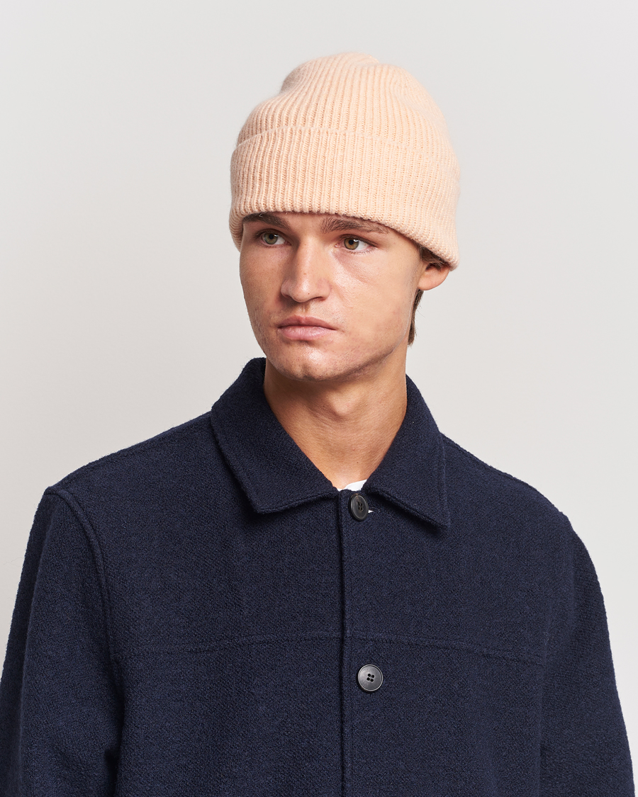 Herr | Mössor | Le Bonnet | Lambswool/Caregora Beanie Peach